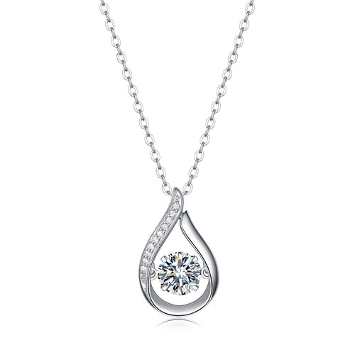 Glowify teardrop 1 ct moissanite pendant necklace, 925 silver