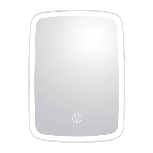 White compact LED makeup mirror, front view
