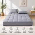 Quilted microfiber mattress pad, stitching close-up