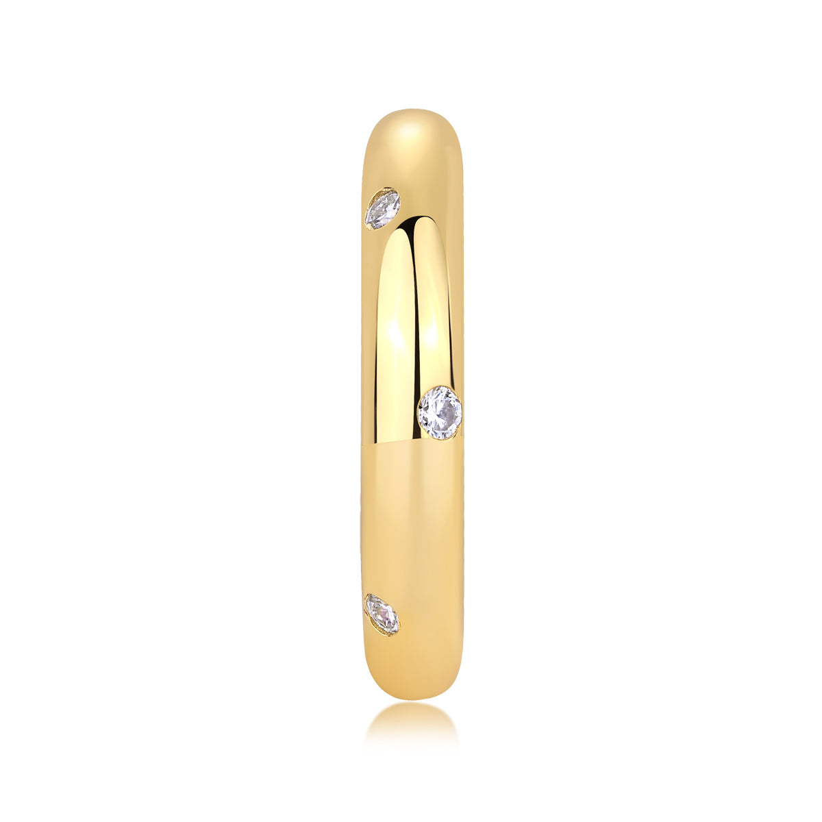 Starry moissanite dome band, gold, side view