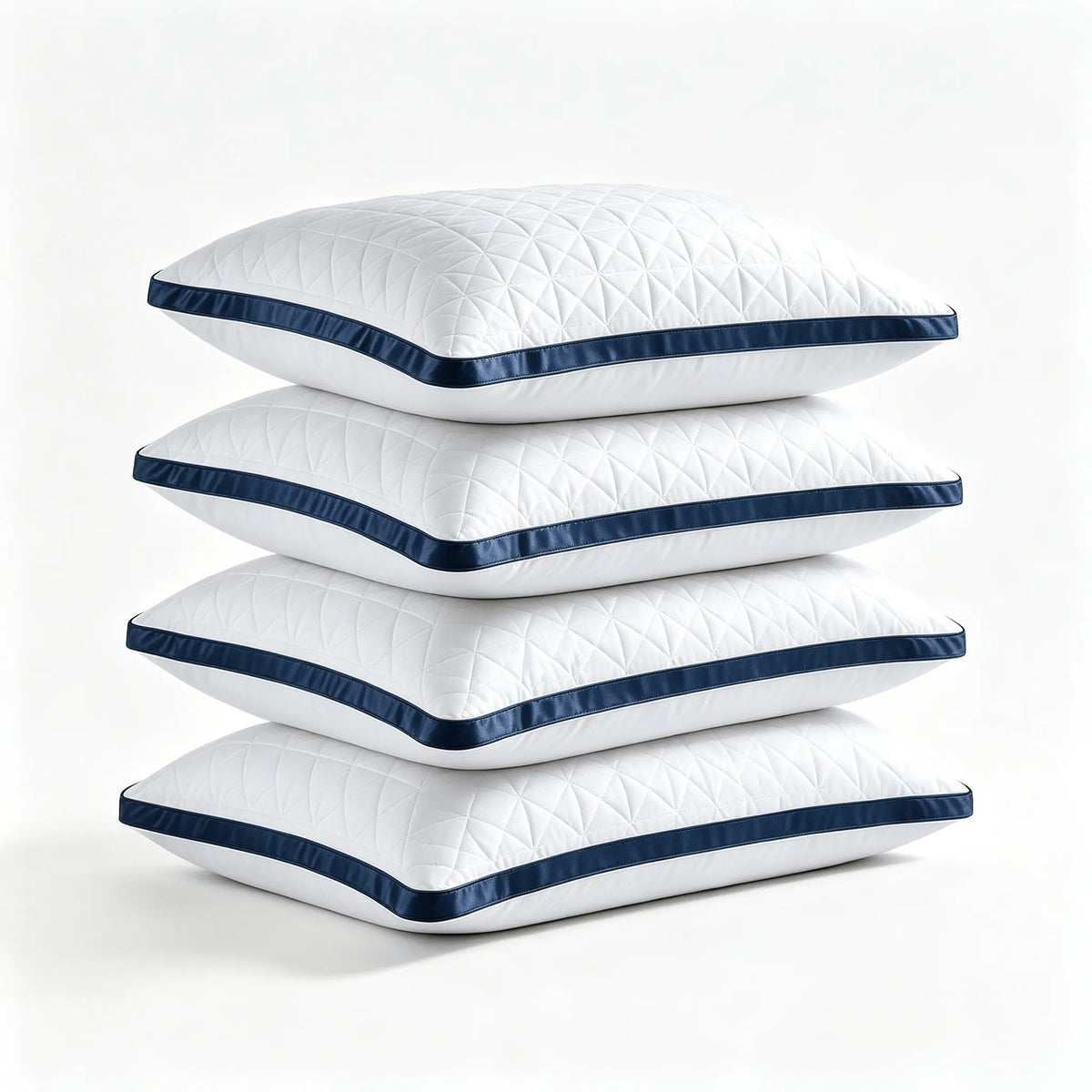 Gusseted bed pillows on a made bed