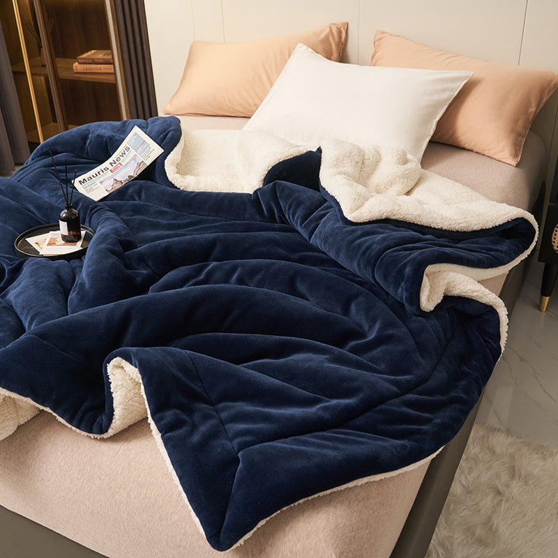 Flannel side of the reversible sherpa blanket