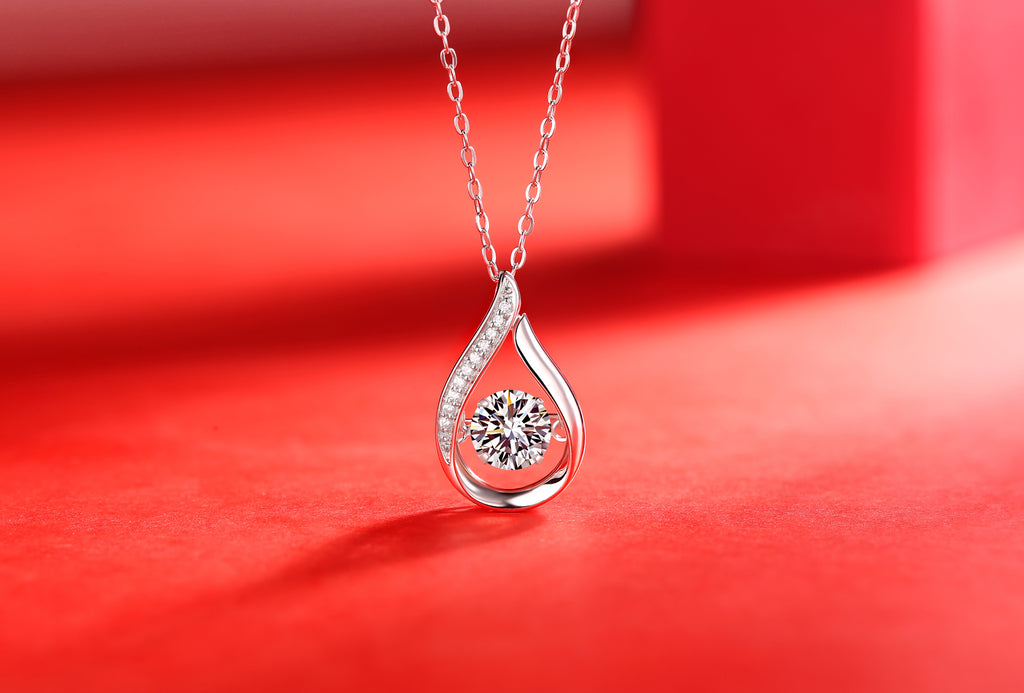 Moissanite teardrop necklace for evening wear