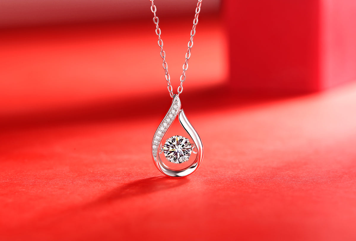 Moissanite teardrop necklace for evening wear