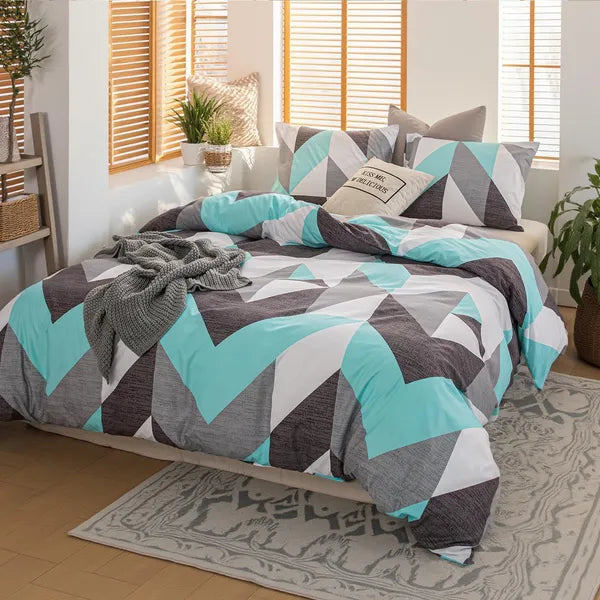 Geometric printed King duvet cover set, 3-piece