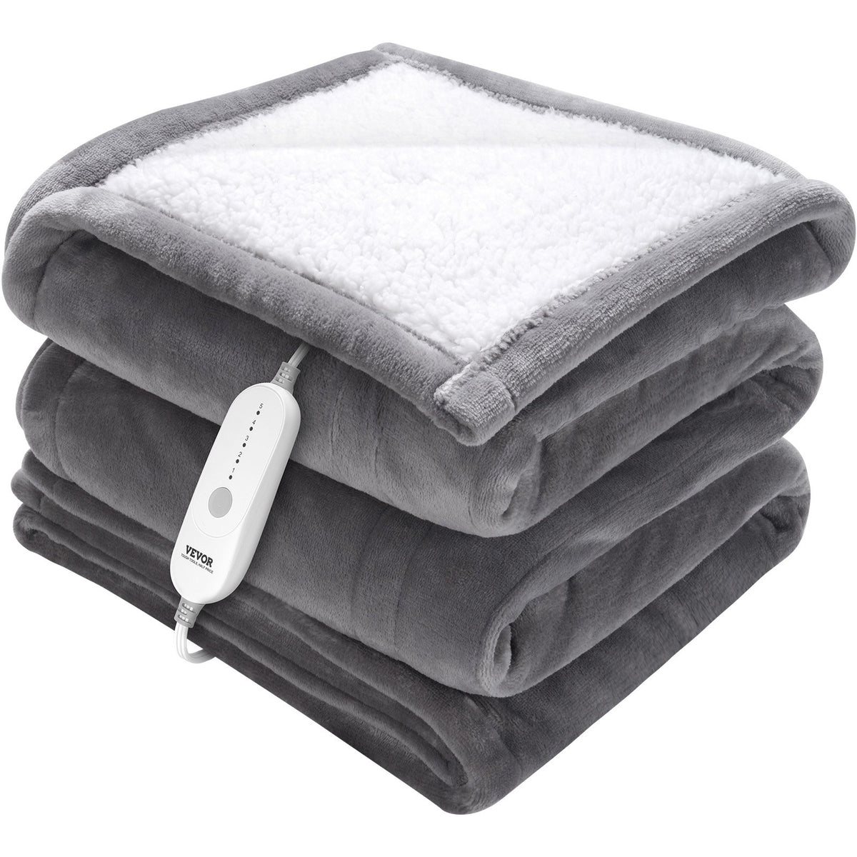 Grey heated sherpa throw blanket, 50 x 60 in