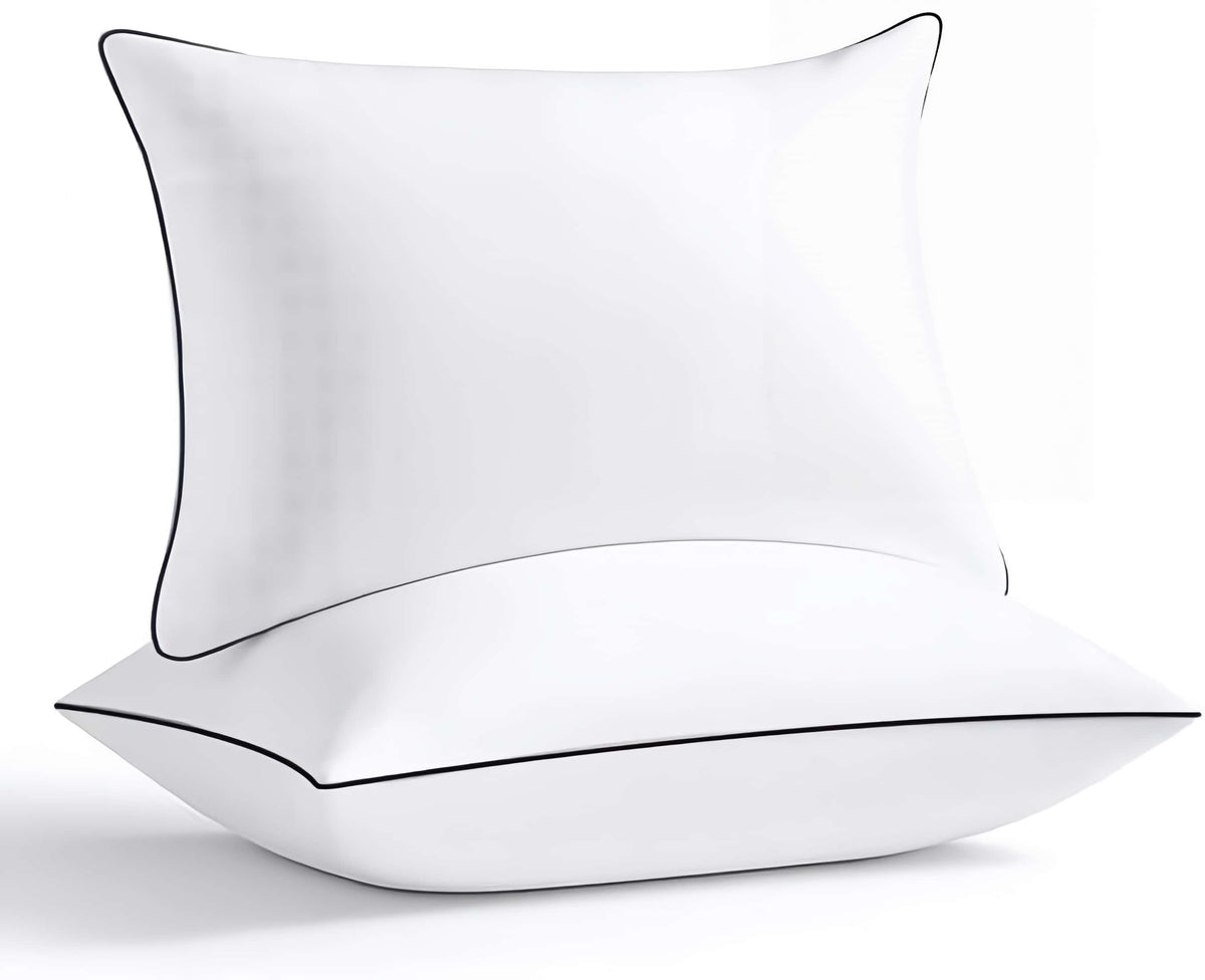 Fluffy hotel-style pillow, side view
