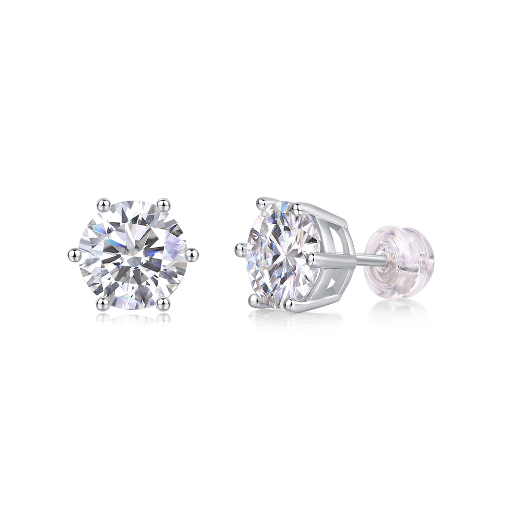 Pair of lab-created moissanite solitaire studs, push-back