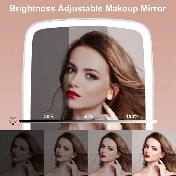 Compact LED makeup mirror brightness levels