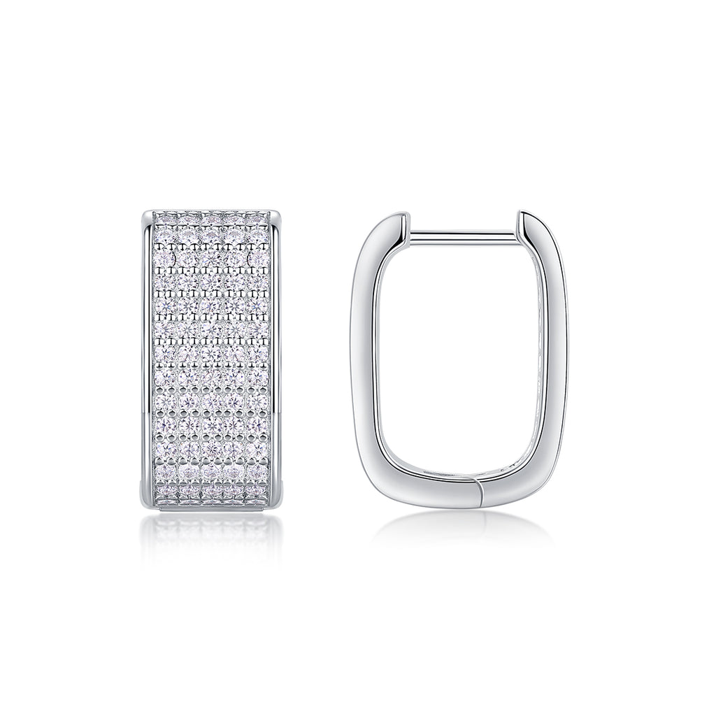 Glowify pavé moissanite huggie earrings in 925 sterling silver
