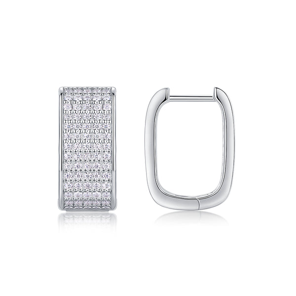 Glowify pavé moissanite huggie earrings in 925 sterling silver