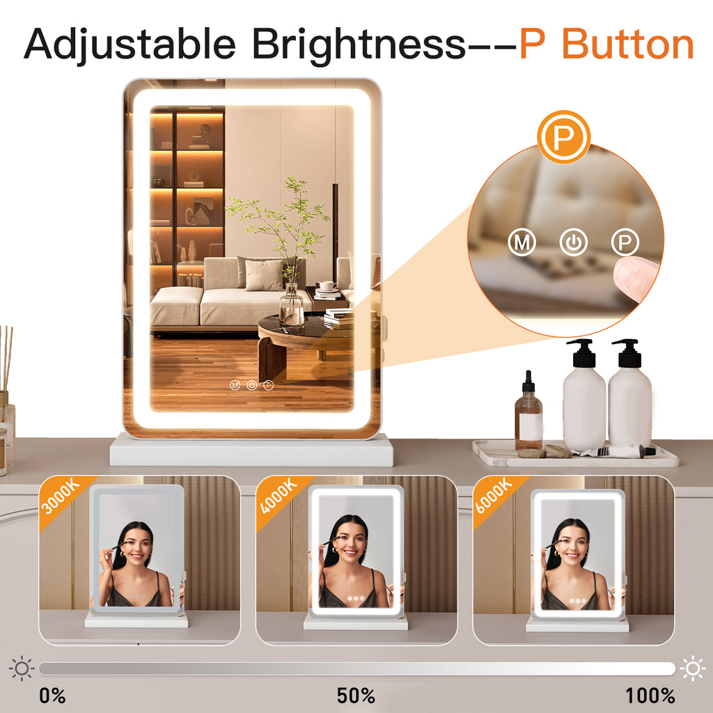 Lighted vanity mirror brightness adjustment with the touch button