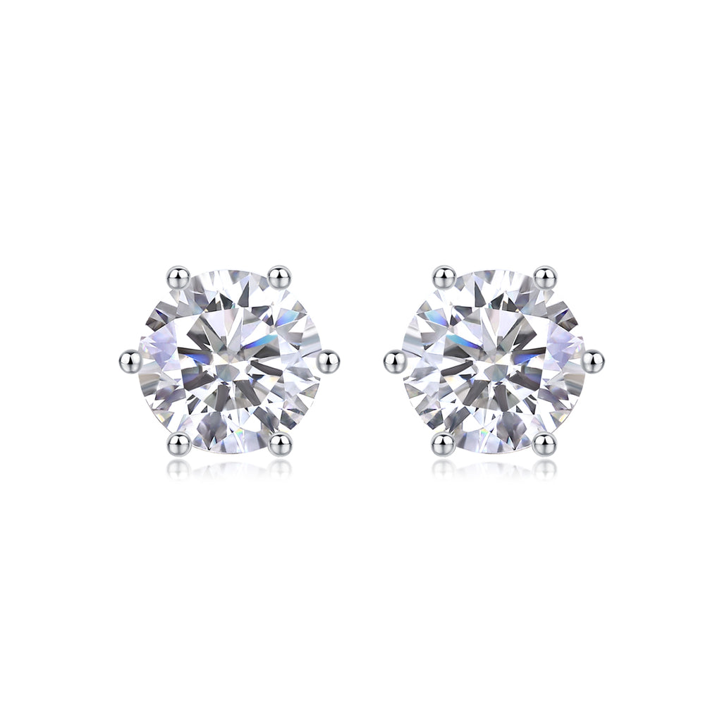 Glowify solitaire moissanite stud earrings in 925 sterling silver
