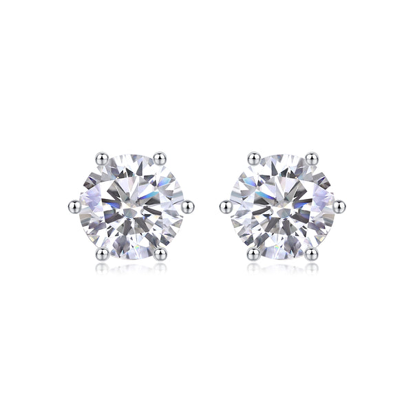 Glowify solitaire moissanite stud earrings in 925 sterling silver