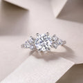 2 carat round moissanite ring, prong setting close-up