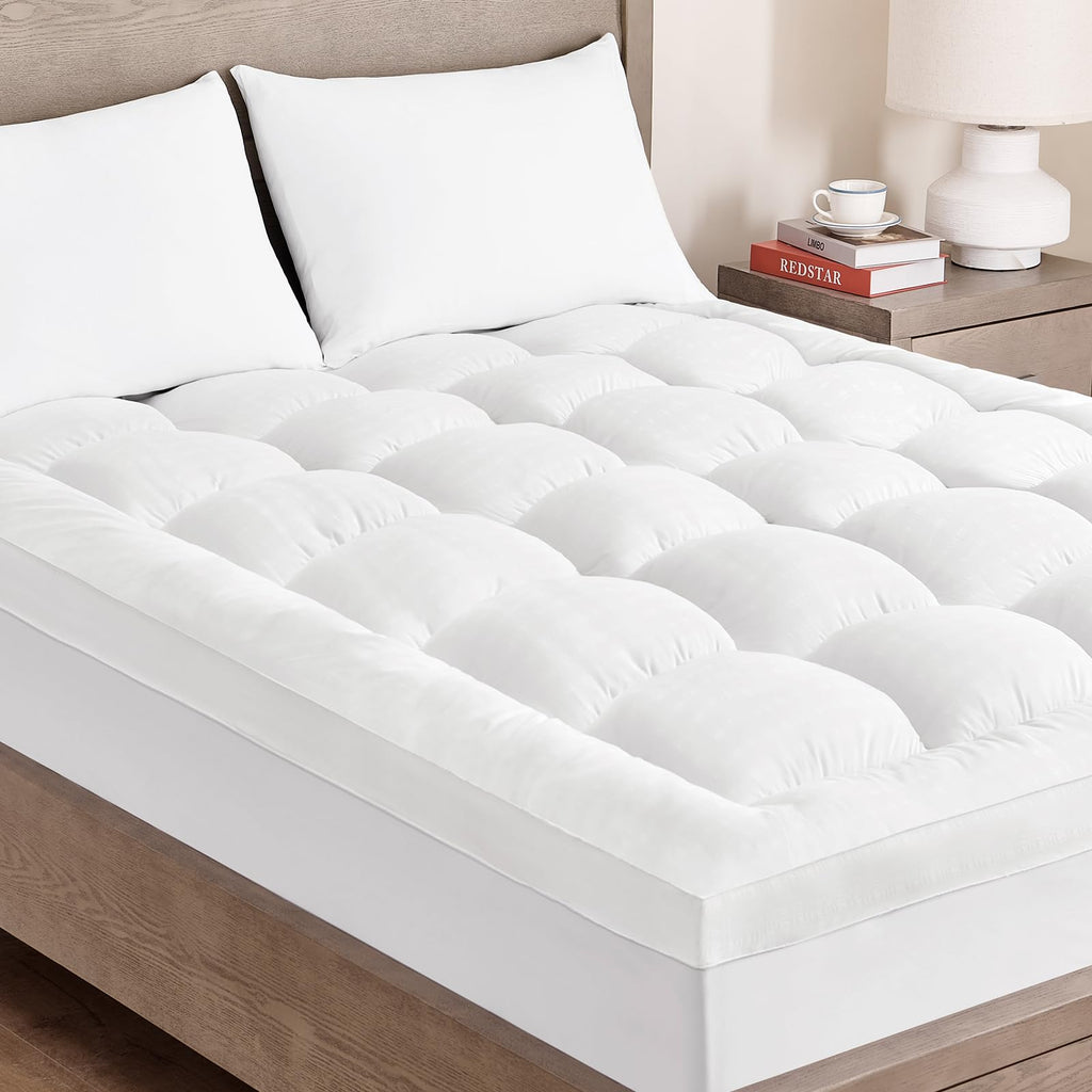 Cooling quilted pillow-top mattress topper