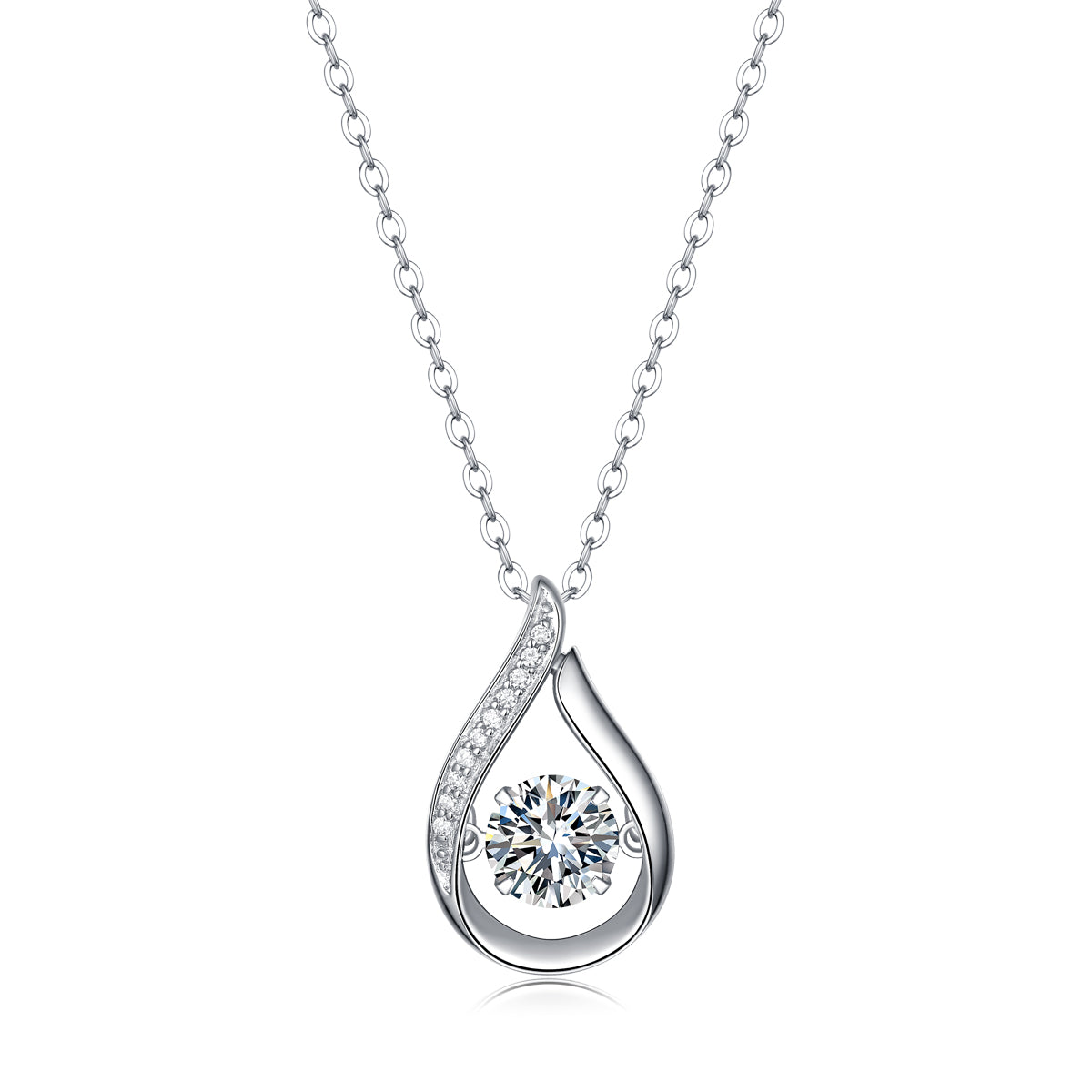 Glowify teardrop 1 ct moissanite pendant necklace, 925 silver