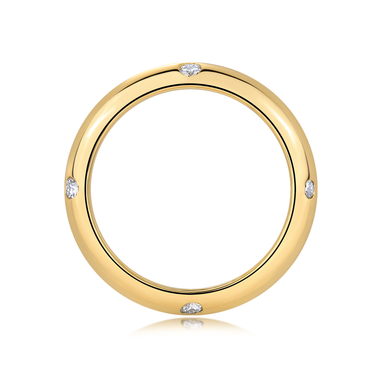 Starry moissanite dome band, gold, top view