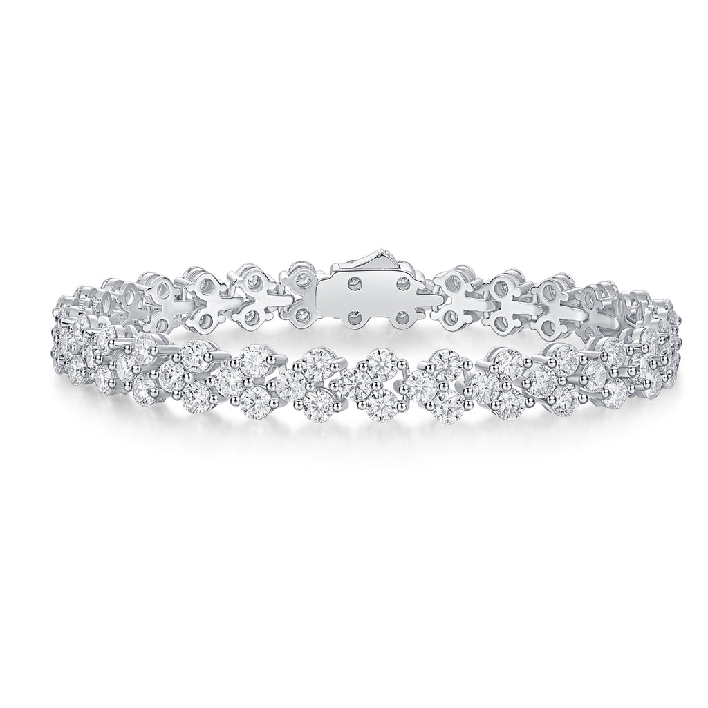 Moissanite cluster tennis bracelet laid flat