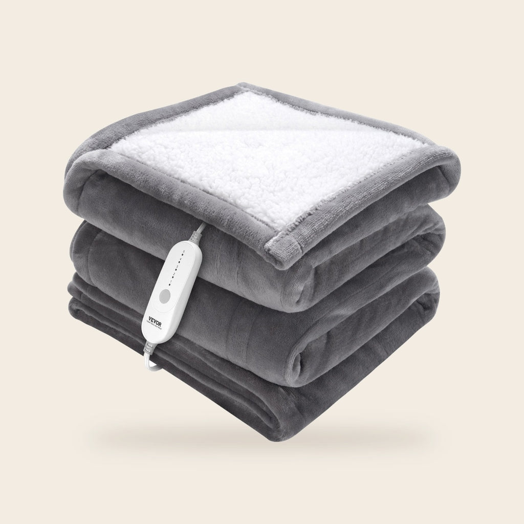 Heated sherpa throw blanket with controller
